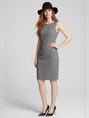 Ann Taylor LOFT Classic Gray Heather Sheath Dress - Light 100% All-Season Wool